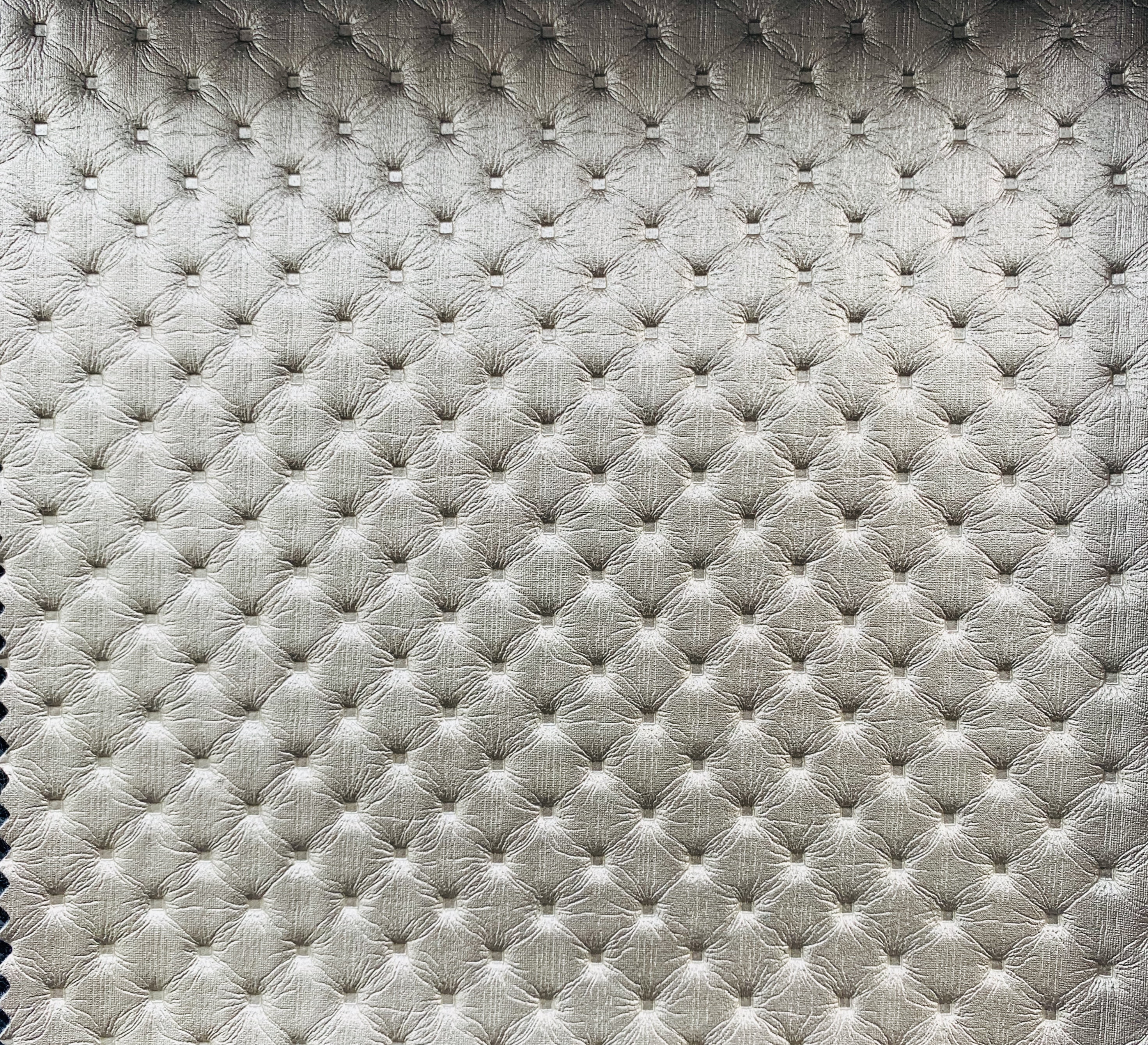 Fabrics Forever Diamond Embossed Stitch Light Silver Faux Leather Upholstery Fabric by the Yard - 54 '' wide
