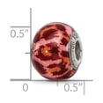 thumbnail image 2 of 925 Sterling Silver Polished Oxidized Reflections Pink and Brown With Glitter Overlay Glass Bead Charm 12.73x10.00mm Wid, 2 of 2
