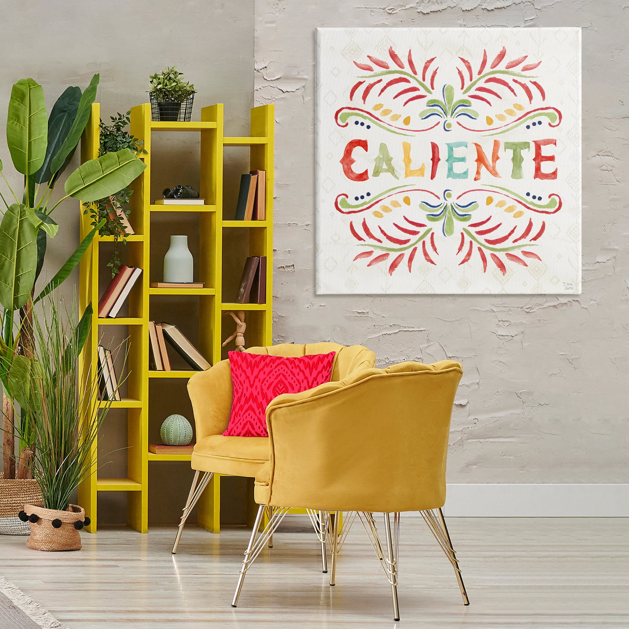 Stupell Industries Caliente con Patrón Vibrante Inspirational Quotes & Sayings Painting Wrapped Canvas Art Print Wall Art, 36 x 36