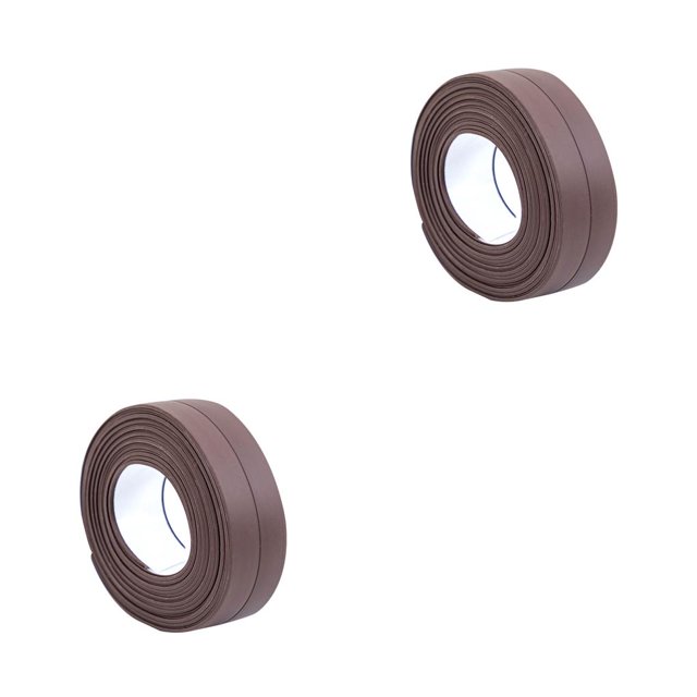 bedienty Wall Caulk Strip Tub Bath Sealing Tape Kitchen Bathroom Wall Edge Waterproof PVC Sealing Sticker, White Brown S 2Set