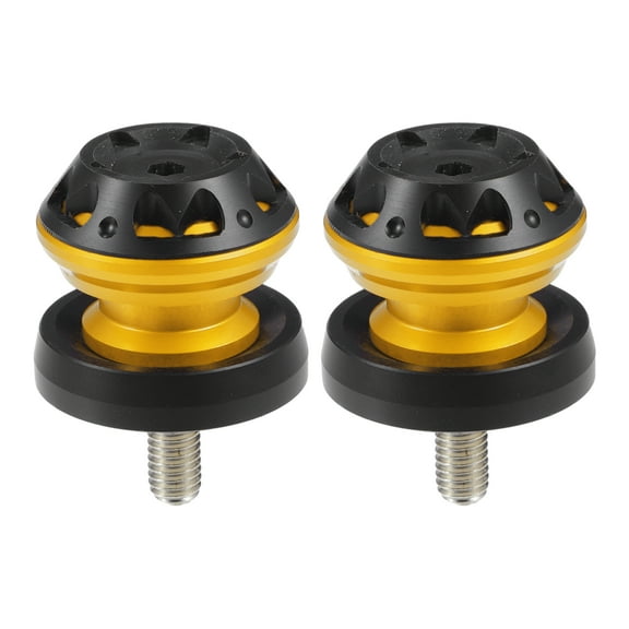 Unique Bargains 1 Pair Motorbike Swingarm Spools 8mm M8x1.25 CNC Swing Arm Spools Sliders Stand Gold Tone Black