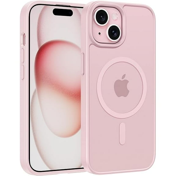 1997 for iPhone 15 Case: for iPhone 14 & iPhone 13 Case | Magnetic Frosted Translucent Slim Shockproof Cell Phone Cover | Military Grade Protection Drop Proof Tough Protective Cases - LightPink