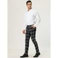 thumbnail image 4 of Unique Bargains Men's Dress Plaid Pants Formal Slim Fit Printed Business Checked Trousers 36 Black, 4 of 6