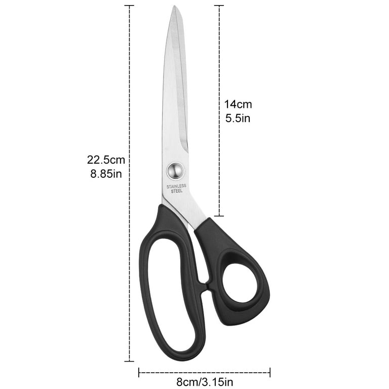 NOGIS 8 Inch Heavy Duty Scissors for Office, Langmingde All Purpose  Stainless Steel Sewing Scissors with Comfort Grip for Fabric Cutting  Cardboard Leather Carpet, Black 