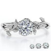 JeenMata 1 Carat Round Cut Moissanite Bohemian Engagement Ring - Vintage Moissanite Promise Ring - 18K White Gold Plating for Women