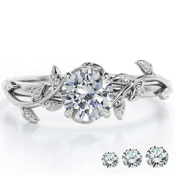 JeenMata 0.50 Carat Round Cut Moissanite Bohemian Engagement Ring - Vintage Moissanite Promise Ring - 18k White Gold Plating for Women