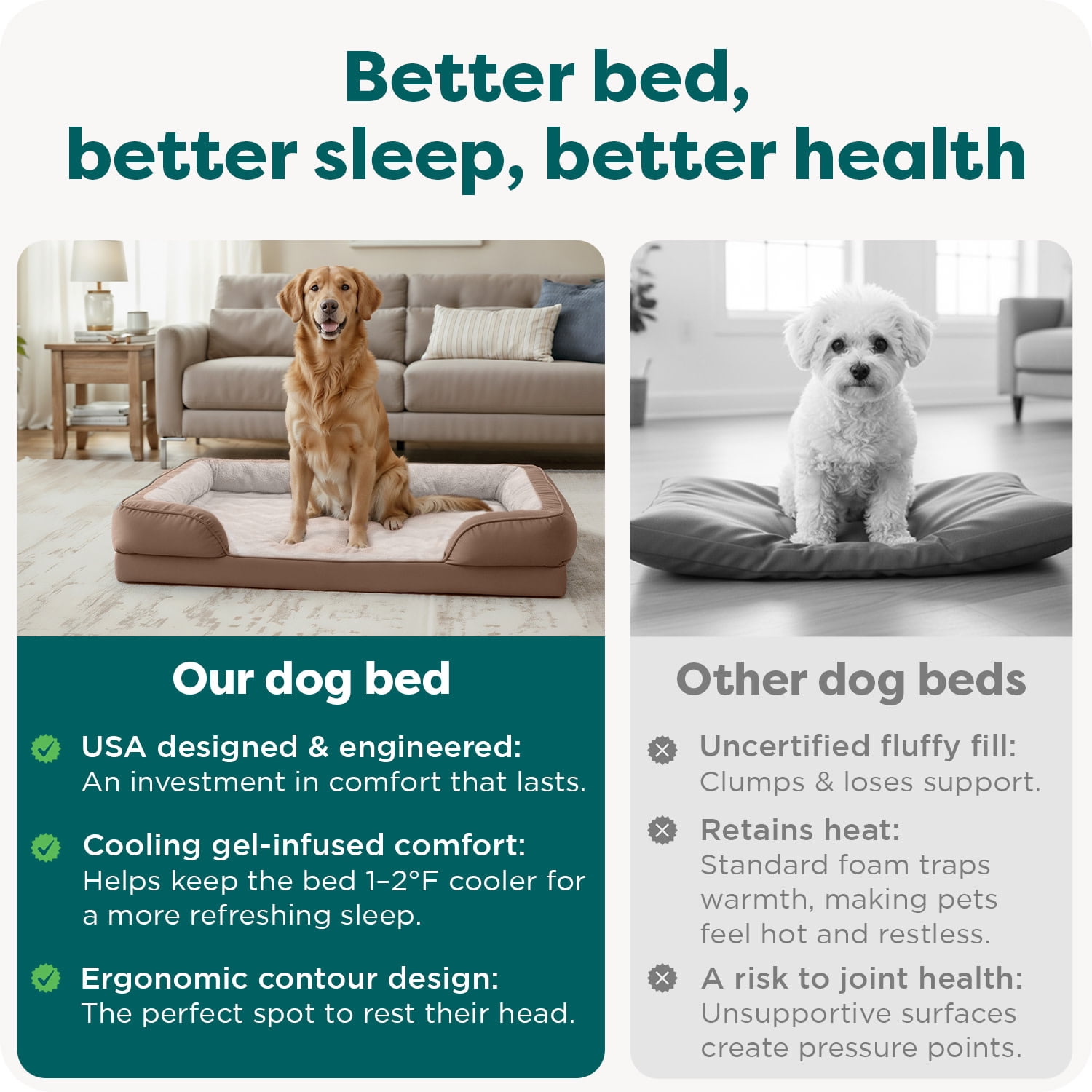 FurHaven Cooling Gel Dog Bed for Large Dogs, Perfect Comfort Sofa Bed, Cool Gel-Top Foam & Solid Orthopedic Foam Base for Joint Support, Removable Washable Cover, Jumbo XL, Plush & Velvet, Brownstone