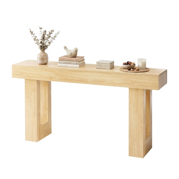 CONCETTA 63-inch Long Console Table, Wooden Farmhouse Sofa Table Behind Couch, Entryway for Hallway, Living Room, Natural Wood
