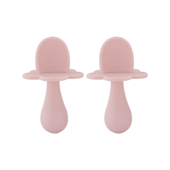 Grabease Juego de 2 Cucharas para alimentación , 3+ Meses, Ergonómicas, Libre de BPA, Silicon, Rosas