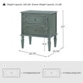 thumbnail image 5 of 27"Tall 2 pcs Farmhouse Wooden 2-drawer End Table with Charging Station Round Ring Pulls End Table ﻿ Blue, 5 of 7