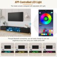 thumbnail image 4 of APP Controlled LED TV Stand for TVs Up to 105'',Faux Marble Tabletop Media Console with Tempered Glass Doors,Entertainment Center with 2 Drawers & Cabinets for Living Room,Black, 4 of 9