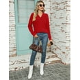 thumbnail image 6 of ZHENWEI Women Long Sleeve V Neck Pullover Collar Knitted Sweaters, 6 of 6
