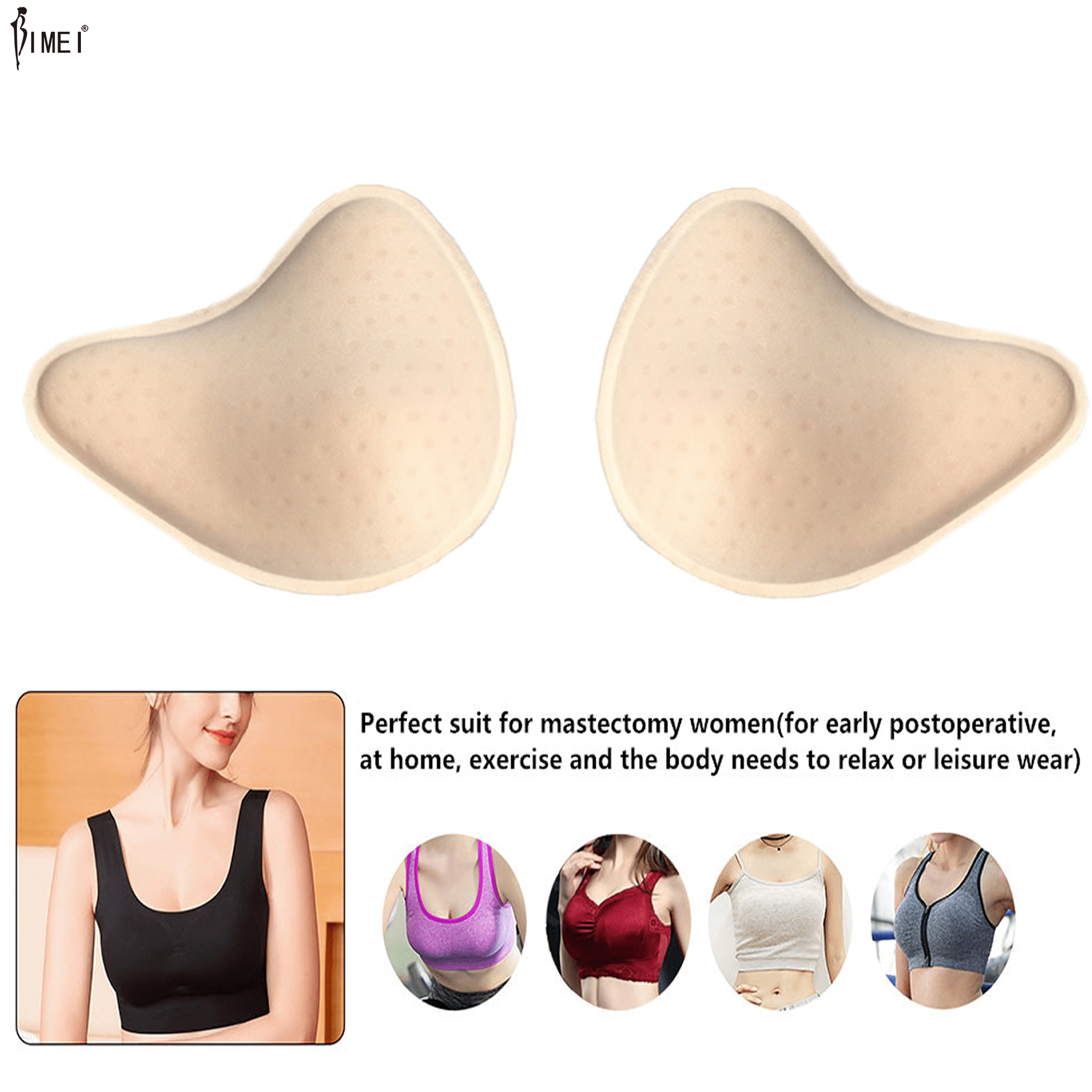 BIMEI Cotton Breast Forms Breast Prosthesis Mastectomy Bra Insert Pads  Light-Weight Ventilation Sponge Boobs for Women Mastectomy Breast Cancer  Support #1,Holey Spiral,1 Piece,Right,L 