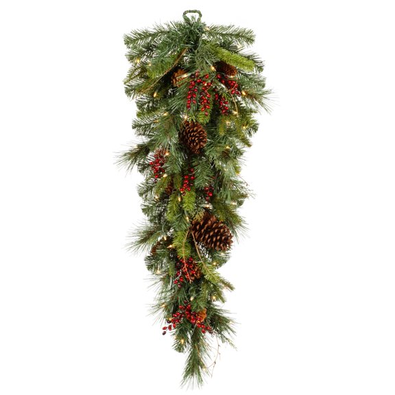 Vickerman 36" Cibola Mixed Berry Artificial Christmas Teardrop, Clear Dura-lit Incandescent Mini Lights