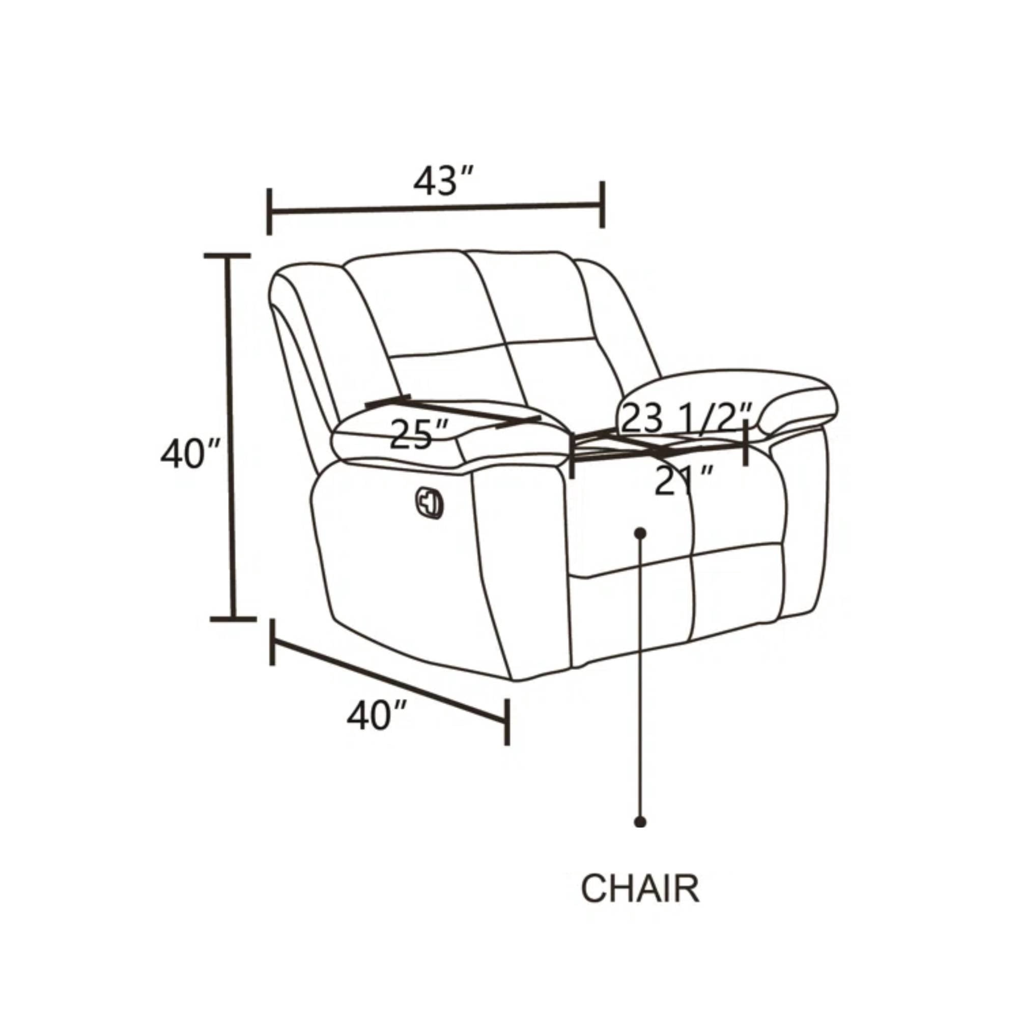 Manual Recliner Chair, Overstuffed Recliner with Soft Cushion, Comfy Padded Reclining Single Sofa for Living Room, Dark Grey