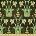 thumbnail image 2 of Ambesonne Vintage Botanical Fabric by the Yard Microfiber, Flower-de-luce, 2 Yards, Dark Brown and Pastel Green, 2 of 2