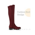 thumbnail image 3 of BLISSFUL STEP Women's Boots Faux Suede Knee High Chunky Heel Round Toe Zipper Boots Burgundy 11, 3 of 6