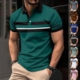thumbnail image 4 of WREESH Men's Fashion Henley Shirts Short Sleeve T-Shirt Color Block Button Turndown Collar Polos for Trendy Casual Summer Tops, 4 of 4