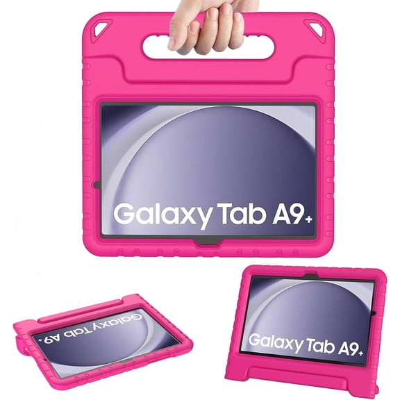 Shockproof Kids Case for Samsung Galaxy Tab A9 Plus 11 inch with Built-in Screen Protector, Rose