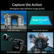 Kandao QooCam 3 360 Action Camera, 5.7K 62MP 360 Sports Camera, Dual 1/1.55 Sensors Larger Aperture Camera, 60fps Flawless Video Camera, Outdoor Stabilization Waterproof Night Shot, Travel Combo