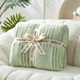thumbnail image 4 of Snuggle Sac Reversible Checkered Throw Blanket Soft Plaid Bed Blanket Textured Striped Throw,Green,50*60", 4 of 5