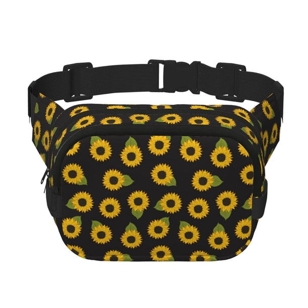 Fotbe Sunflowers Cangurera Cuadrada con Estampado de Doble Capa, Bolsa de Cintura Ajustable Mini para Hombres y Mujeres