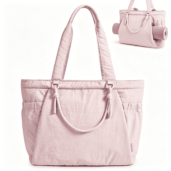 AOMRCOL Yoga Tote Bag for Women with Knotted Handle,Lightweight Pilates Bag with Yoga Mat Holder,Gym Bag for Work Travel | for 15.6’’ Laptop,Waterproof & Durable,Yoga Mat Bag Carrier