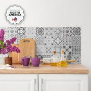 Smart Tiles Peel and Stick Backsplash, 5 Adhesive Tiles, Vintage Black/Grey/White, 9x9