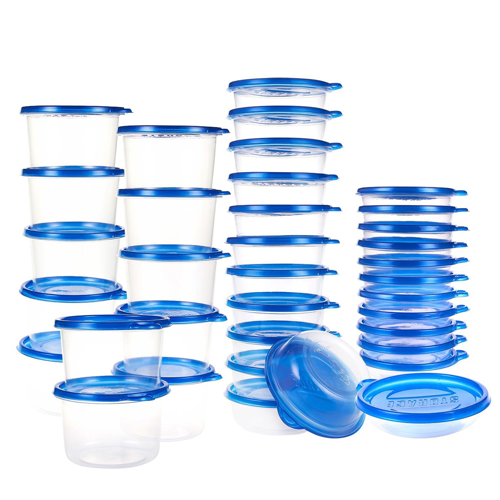 36-Pack Plastic Food Containers with Lids - Round Food Storage