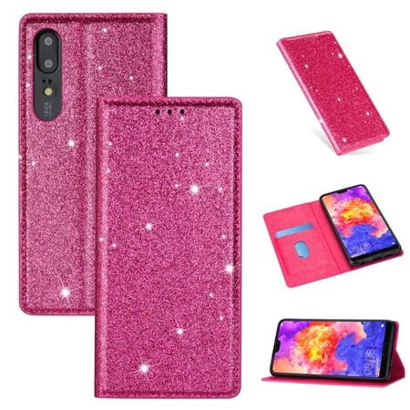 For Huawei P20 Pro Ultrathin Glitter Magnetic Horizontal Flip Leather Case with Holder & Card
