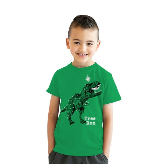 Youth Tree Rex T Shirt Funny Christmas T-Rex Dinosaur Tee for Kids