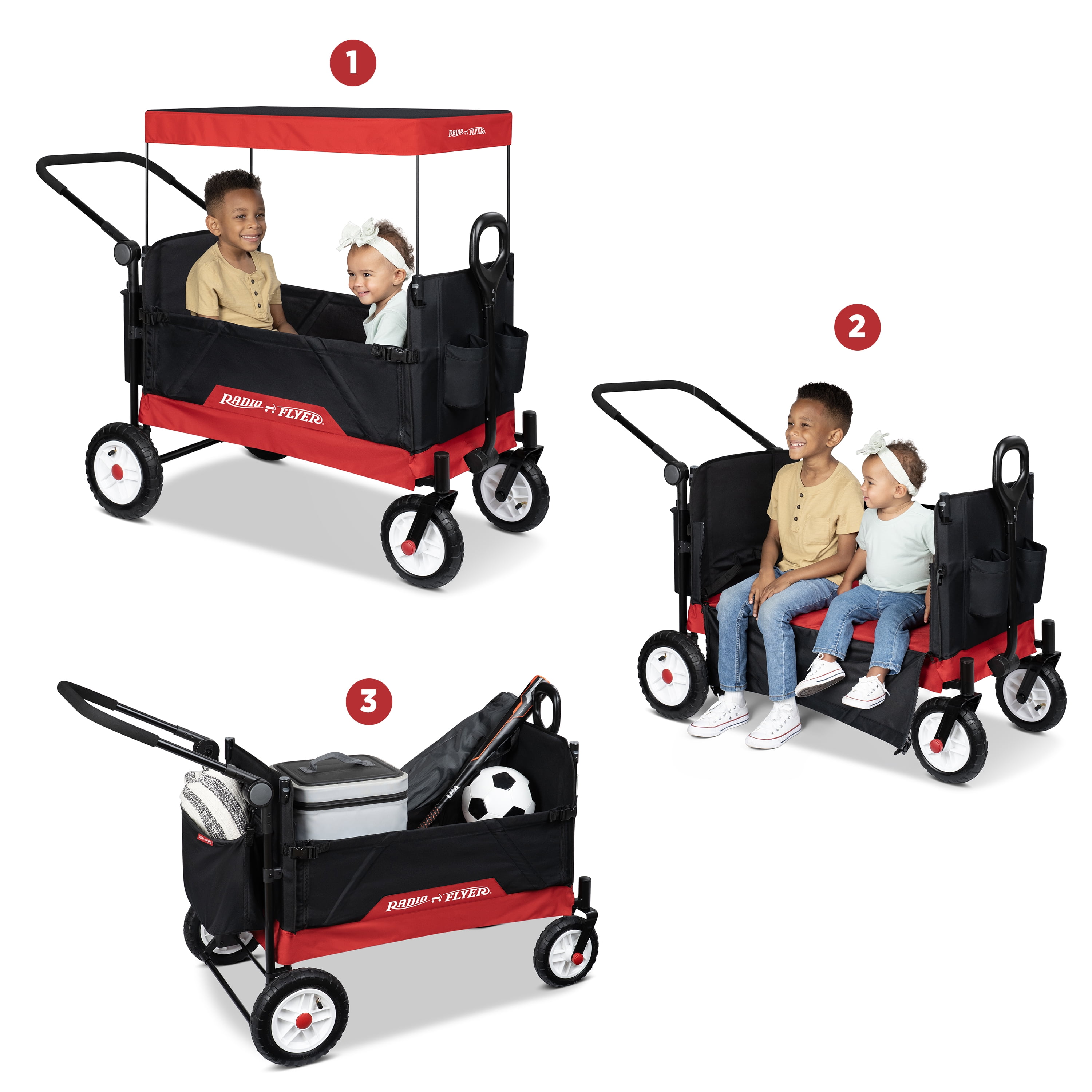 Radio Flyer All-Terrain Kid & Cargo Push Folding Wagon, Air Tires