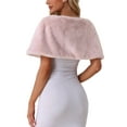 thumbnail image 3 of INSPIRE CHIC Women's Elegant Faux Fur Shawl Bridal Wedding Party Wrap Stole Shrug XS Pink, 3 of 6