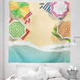 thumbnail image 1 of Island Party Tapestry, Sandy Beach Umbrellas with Slippers Summer Time Sunny Holiday Illustration, Fabric Wall Hanging Decor for Bedroom Living Room Dorm, 5 Sizes, Multicolor, by Ambesonne, 1 of 1