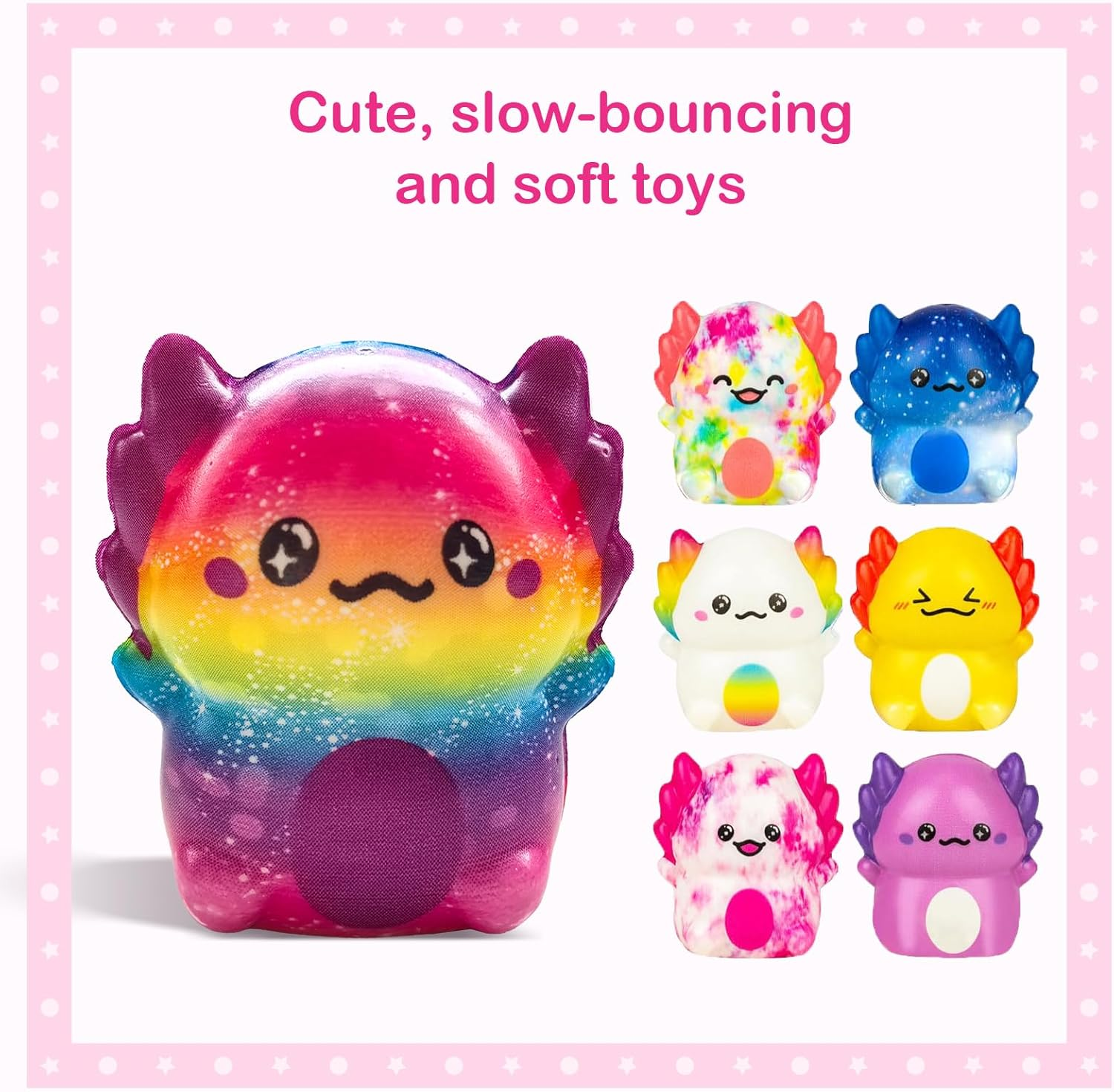 Axolotl Squishy Toys – Soft Slow Rising Stress Relief Sensory Fidget Toys for Party Favors – Classroom Rewards, Birthday Party Favors, Treasure Box Prizes, Novelty Gifts (12PC)