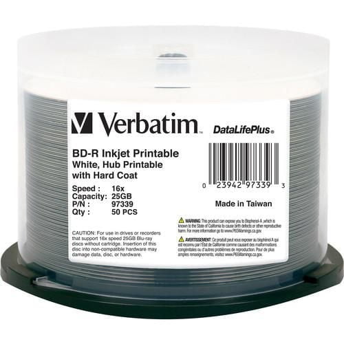Verbatim Bd-R 6X White Inkjet Hub Printable Disc