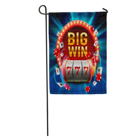 LADDKE Blue Machine Big Win Slots 777 Casino Gambling Poker Winner Garden Flag Decorative Flag House Banner 12x18