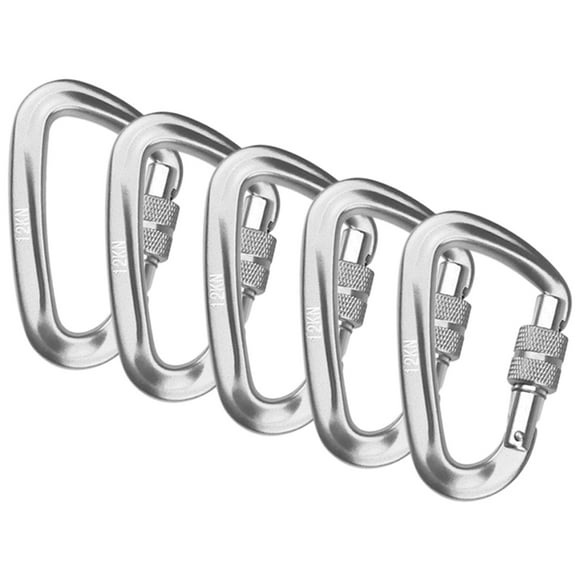 Yeacher 5 PCS Carabiner with Screw Lock Gate 12KN Heavy Duty Carabiner Clips for Hammocks Camping Hiking Backpacking