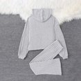 thumbnail image 5 of TIREOW Girls Ribbed Knit Outfits Long Sleeve Hooded Sweatshirt Top and Matching Flare Pants Casual Loungewear 2 Piece Set, 5 of 7