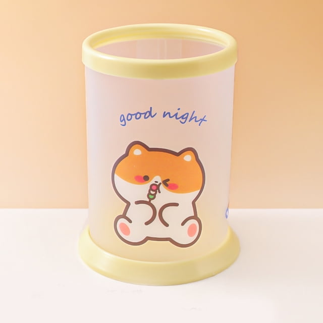Portalápices plegable con bonitos dibujos, portalápices plegable redondo, escritorio de oficina para estudiantes, caja de almacenamiento de papelería Shiba Inu