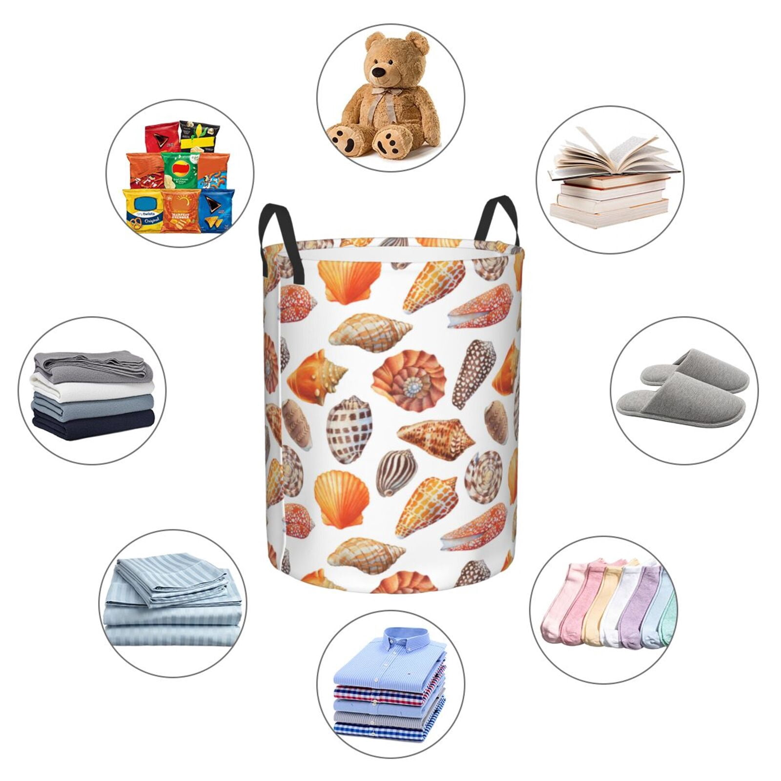 Large Laundry Basket with Handles - Conch Shell No.J914 Kids Baby Dirty Clothes Laundry Hamper for Bedroom Aesthetic