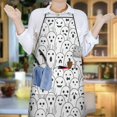 thumbnail image 5 of Black and White Halloween Ghosts Apron-Garden Aprons for Women with Pockets-Cotton Linen Waterproof Kitchen Cooking Gardening Aprons Adjustable for Kitchen,Cooking,BBQ and Salon 33"x27", 5 of 7