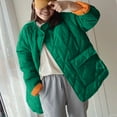 thumbnail image 2 of WCMZJ Quilted Lightweight Jackets for Women Winter 2024 Fashion Long Sleeve Button Down Jacket Casual Outerwear with Pocket Green S, 2 of 5