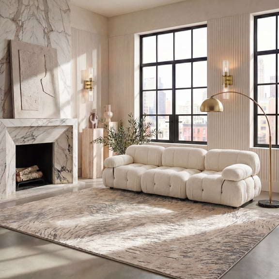 Safavieh Meadow Kisha Abstract Area Rug, Ivory/Gray, 5'3" x 7'6"