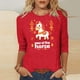 thumbnail image 1 of TaTaai Womens New Year 2026 Print Three Quarter Sleeve Round Neck Casual Top Holiday Celebration Blouse Festival Party Wear Gift, 1 of 5