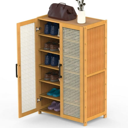6-Tier Shoe Cabinet with Bamboo Shoe Rack