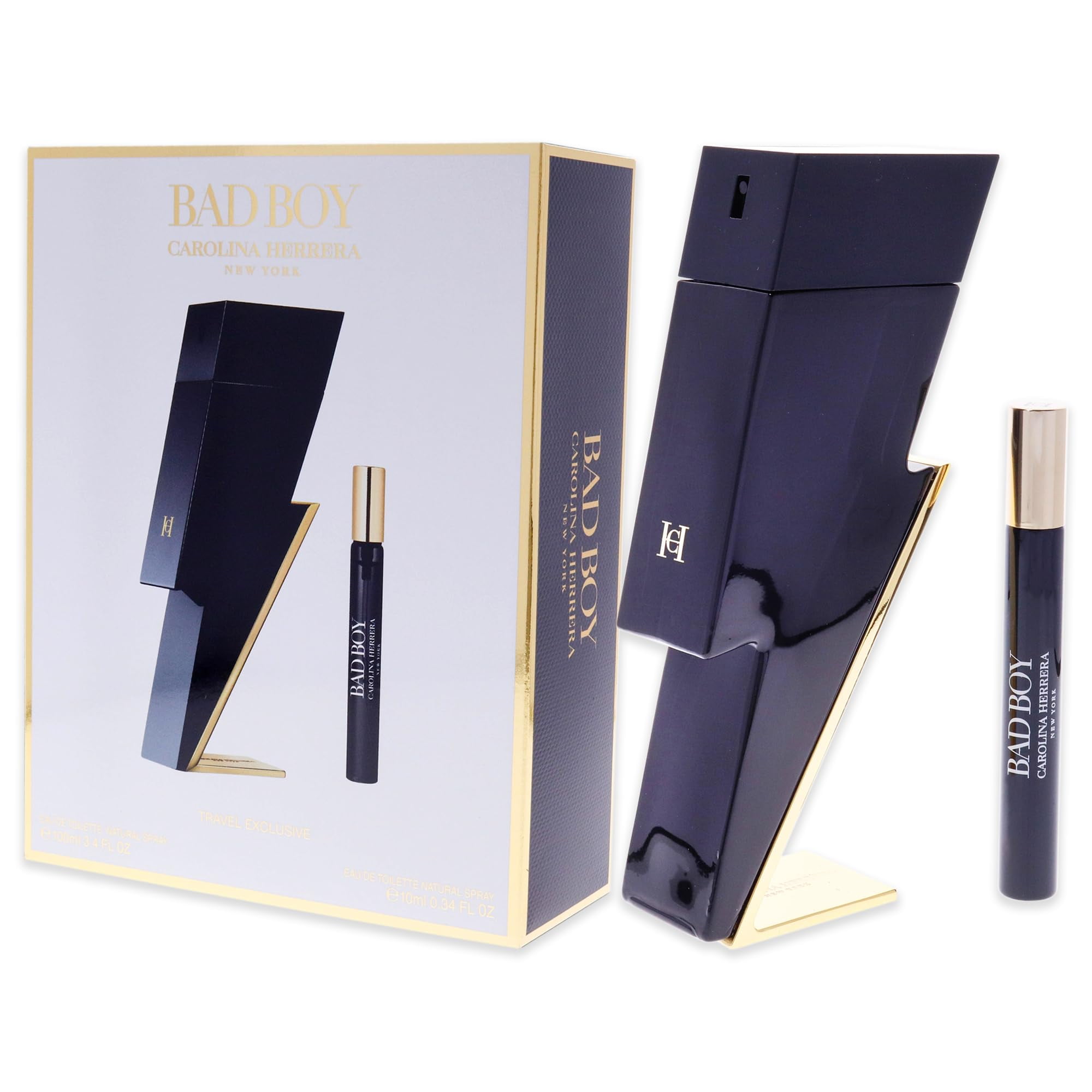 Carolina Herrera Bad Boy , 2 Pc Gift Set 3.4oz EDT Spray, 0.34oz