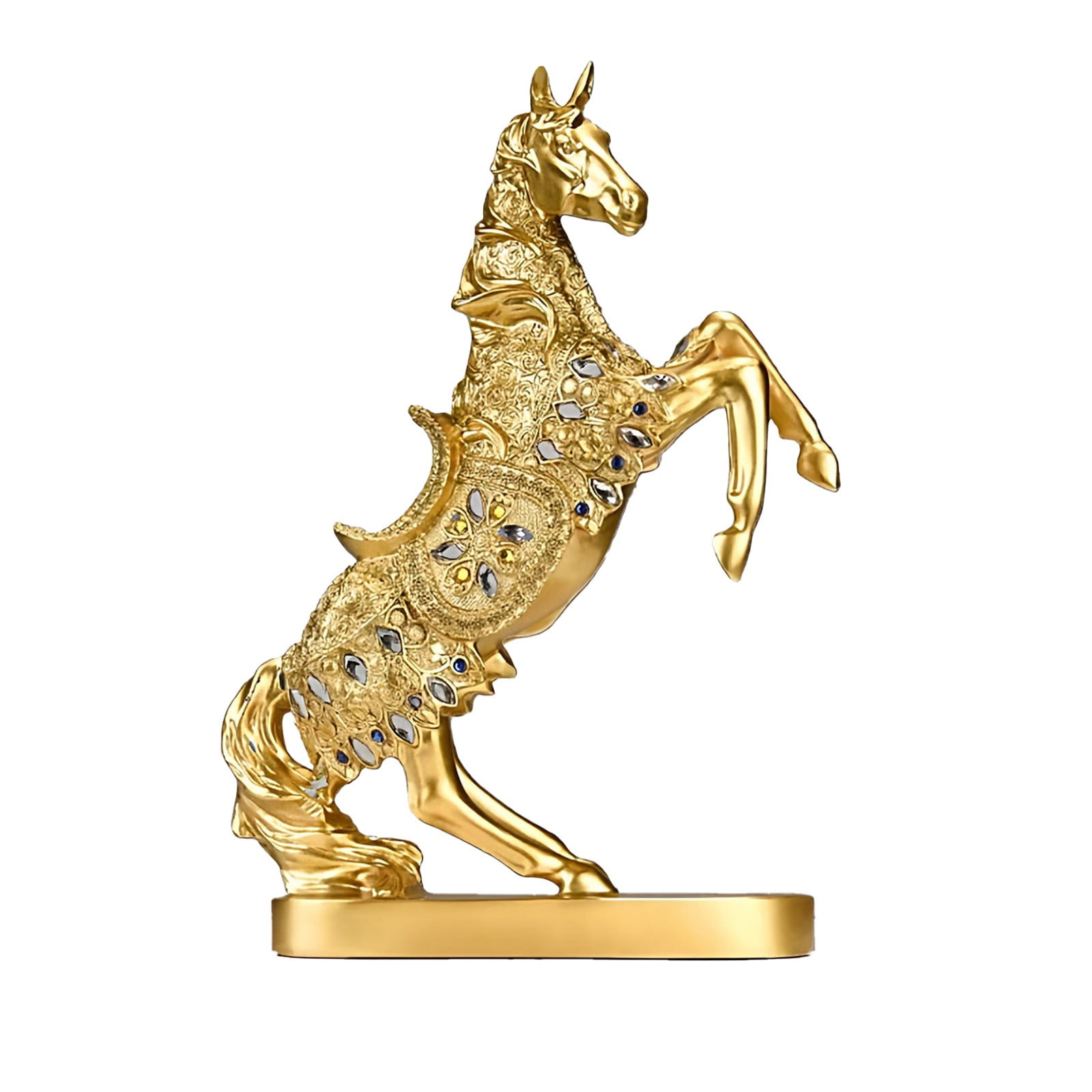 Horse Statue Resin Desktop Figurine, Multicolor Equestrian Decorative Ornament, Stable Base Horse Sculpture for Home Office Shelf, Gift for Horse Lovers and Lunar New Year