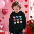 thumbnail image 2 of Valentine Hooded Sweatshirts For Kids Long Sleeve Print Pullover Tops Holiday Casual Loose Stylish Hoodies (11 Years, Black-A), 2 of 8
