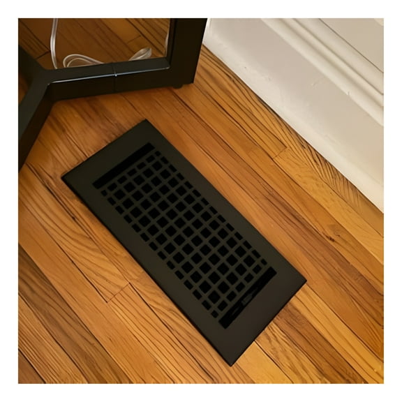 Mosaic Series Air Supply Vent 4"x10" Duct Opening (Overall 5-1/2"x 11-3/4") Solid Cast Aluminum Register Cover | Powder Coated Black No holes